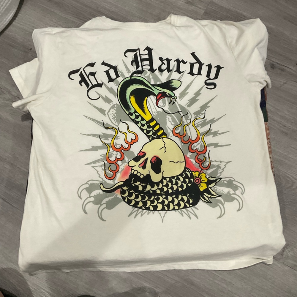 Ed Hardy White Graphic T-Shirt